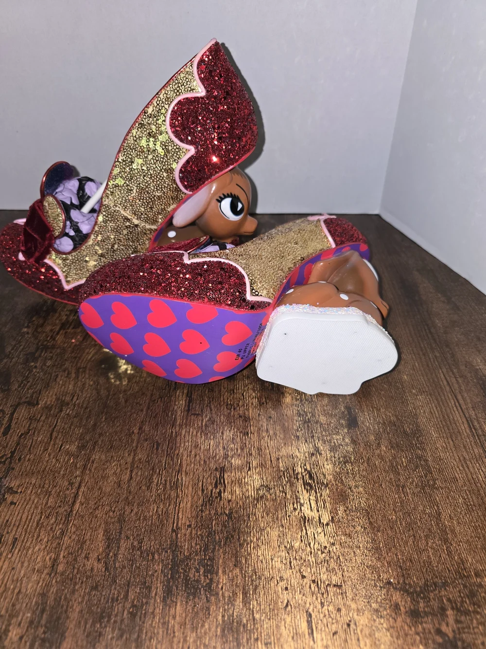 Irregular Choice Baby Deer Glitter Red Bow Heels - Picture 8 of 10